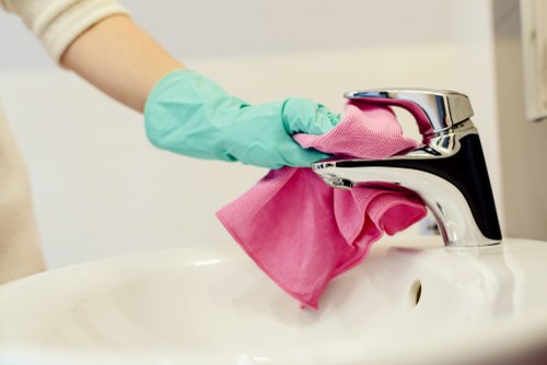 Cleaning team managing a carpet care appointment indoors
